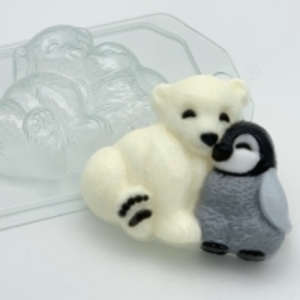 Мишка и пингвин - друзья, форма для мыла пластиковая