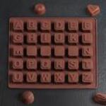Форма для льда и шоколада Доляна «Английский алфавит», 17х14 см, 30 ячеек, цвет шоколадный